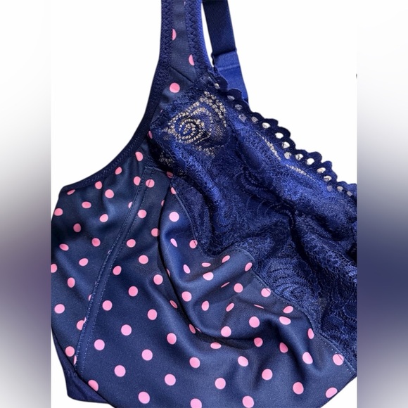 Glamorise Navy and Pink Lace WonderWire® Bra Size 46G - Picture 2 of 5